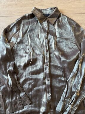 Metallic Vintage 90’s Button-Up Shirt Dress